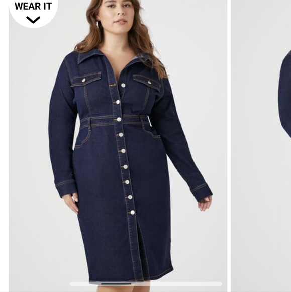 Forever 21 Plus Size Denim Jean Dress - 3X - Picture 2 of 8